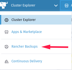Rancher Backups Button