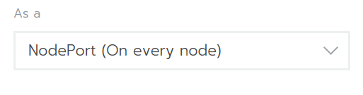 As a dropdown, NodePort (On every node selected)